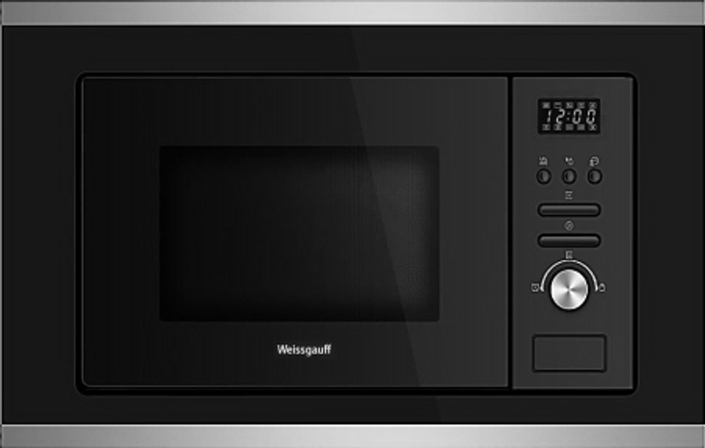 Встраиваемая микроволновая печь Weissgauff BMWO-207 Grill черный/нержавеющая сталь