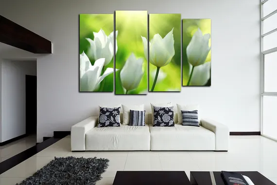 Модульная картина "Белые тюльпаны"