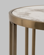 Журнальный столик Алиада 55х55 см светлая керамика сталь шампань