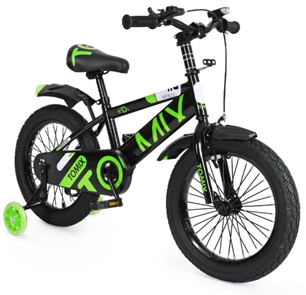 Двухколёсный велосипед TOMIX Biker 16 черный, зеленый
