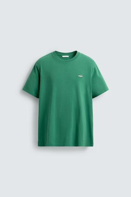 ZARA ФУТБОЛКА С ВЫШИВКОЙ, ЗЕЛЕНЫЙ