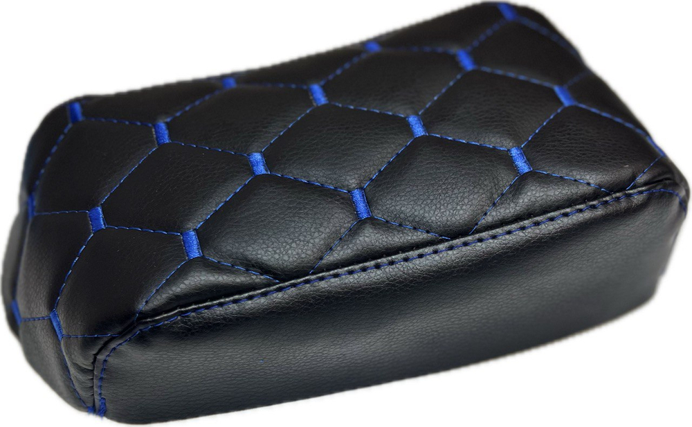 Чехол на штатный подлокотник Лада Веста (синяя нить Рубин)