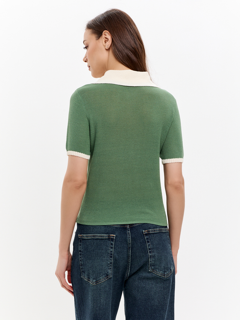 Поло с контрастным воротником