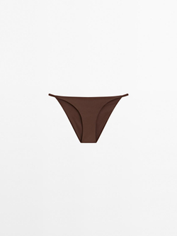 Massimo Dutti Плавки бикини с тонкими боковыми полосками, коричневый