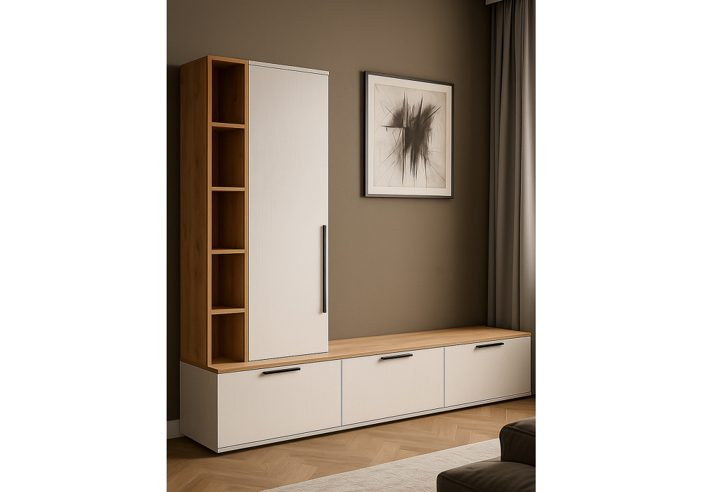 ТВ-тумба Woodville Филеста белый, дуб вотан