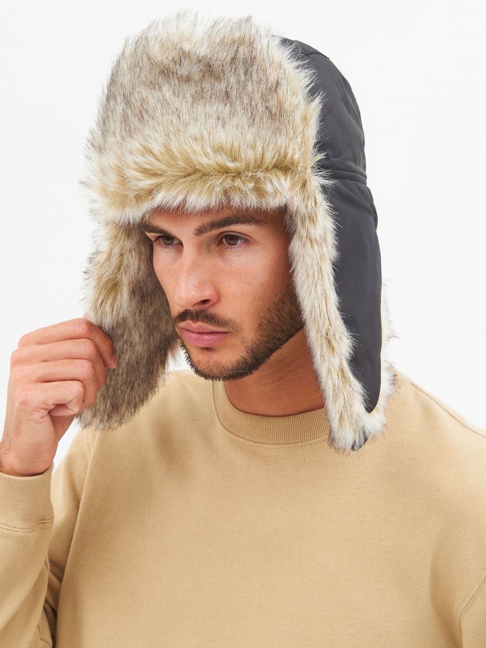 Шапка ушанка с маской Евро Волк ткань Taslan цвет Чёрный