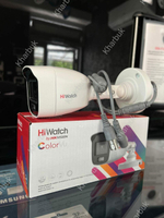 Hiwatch DS-T500L Цилиндрическая мини-камера 3K с технологией ColorVu и микрофоном.