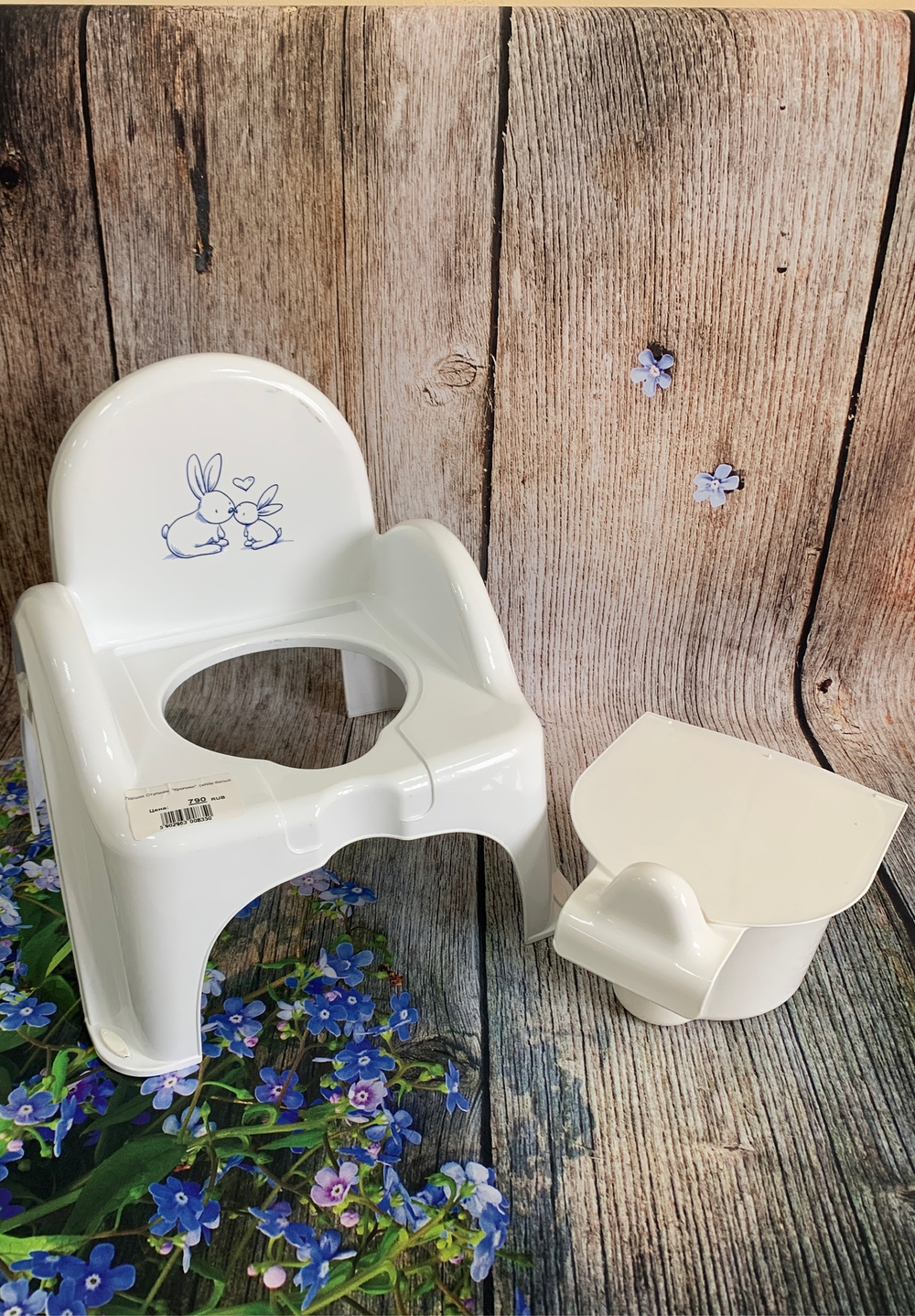 Горшок Стульчик  "Кролики"  (white-белый)