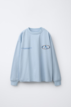 ZARA ФУТБОЛКА С ПРИНТОМ ЛОГОТИПА, СИНИЙ