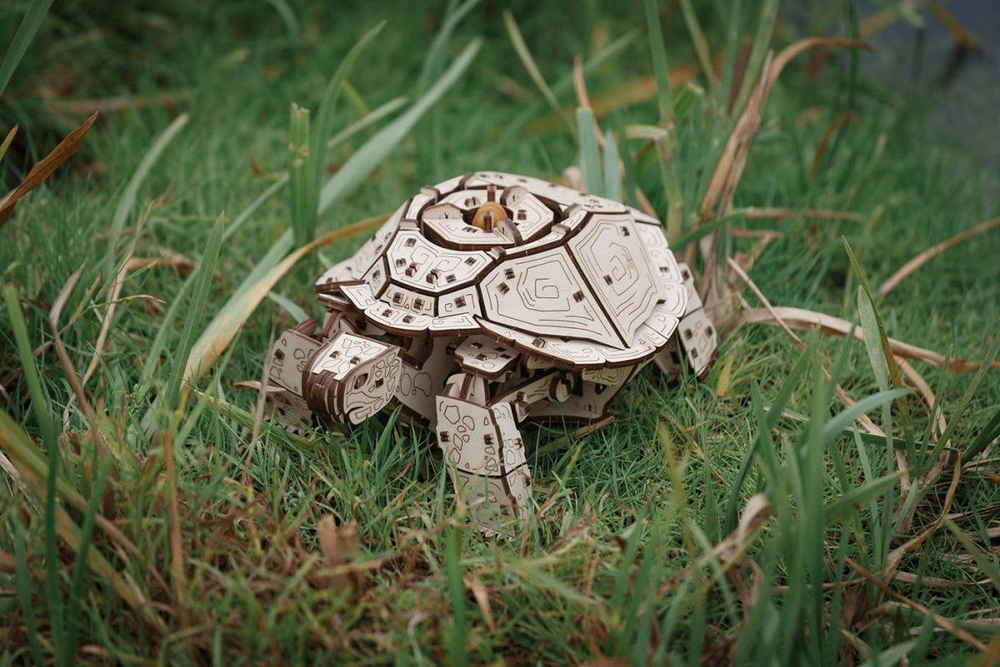 Механическая Черепаха от Eco Wood Art (EWA) - Деревянный конструктор, сборная модель, 3D пазл