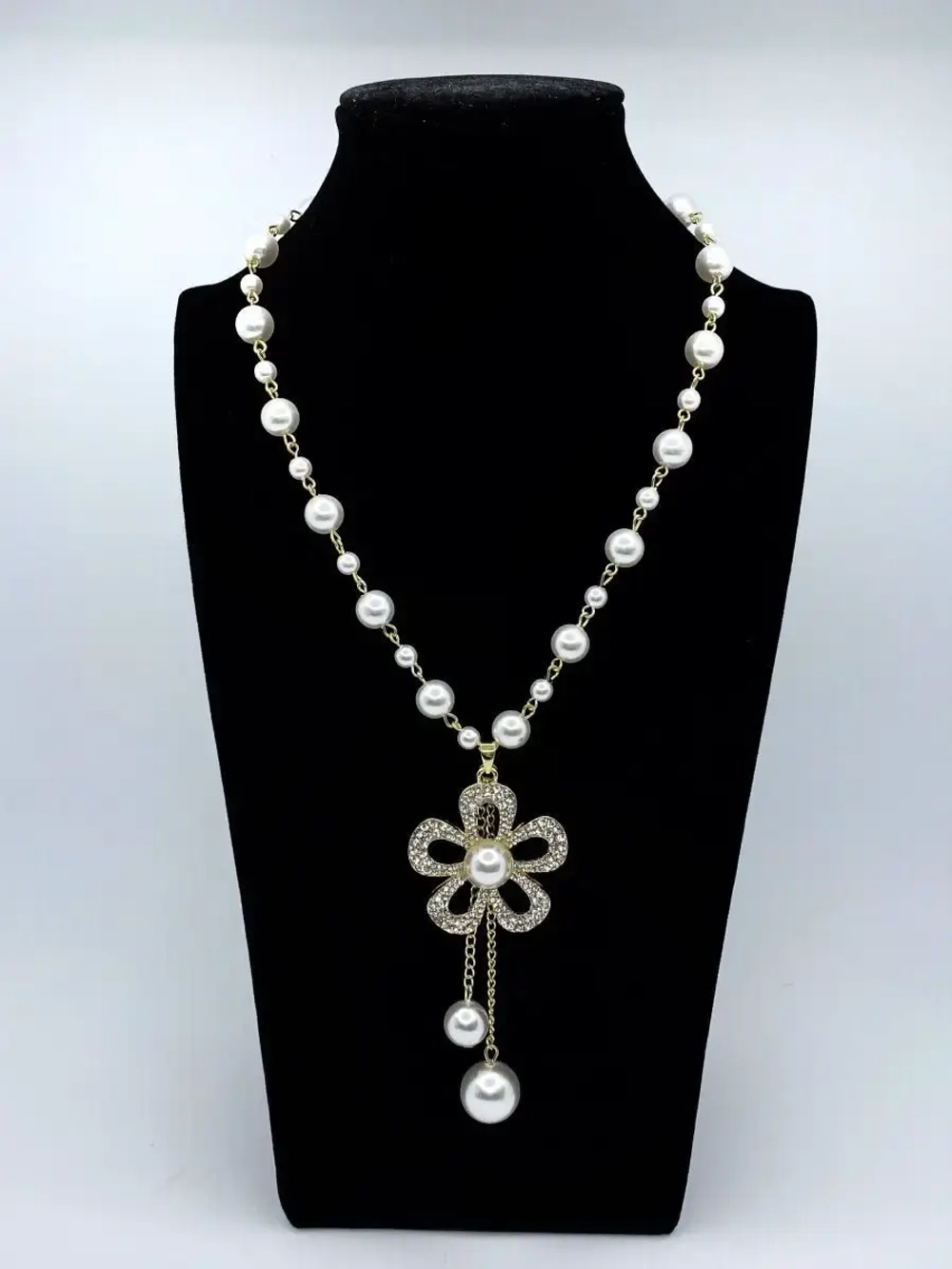 Длинное ожерелье с искусственным жемчугом бусы с подвеской