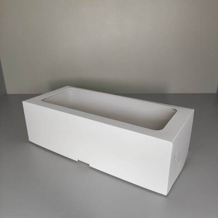 Коробка для рулета с окном белая 33х15х10 см (без подложки)