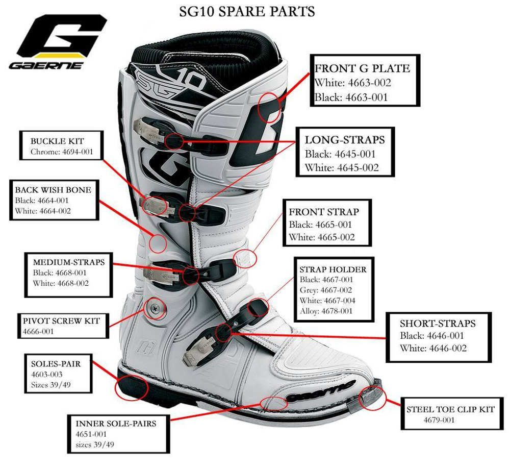 Длинная застежка Long Straps для серии мотобот Gaerne SG черная