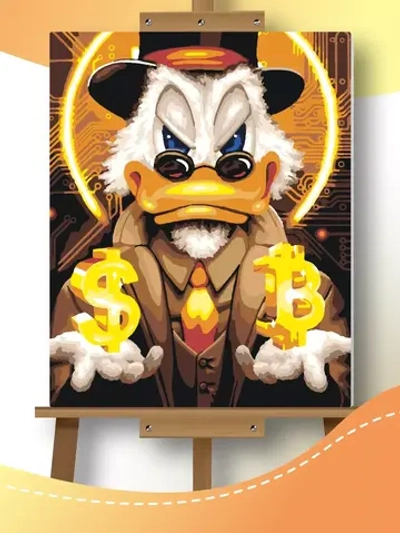 скрудж МакДак с биткоином и баксом картина по номерам 40х50