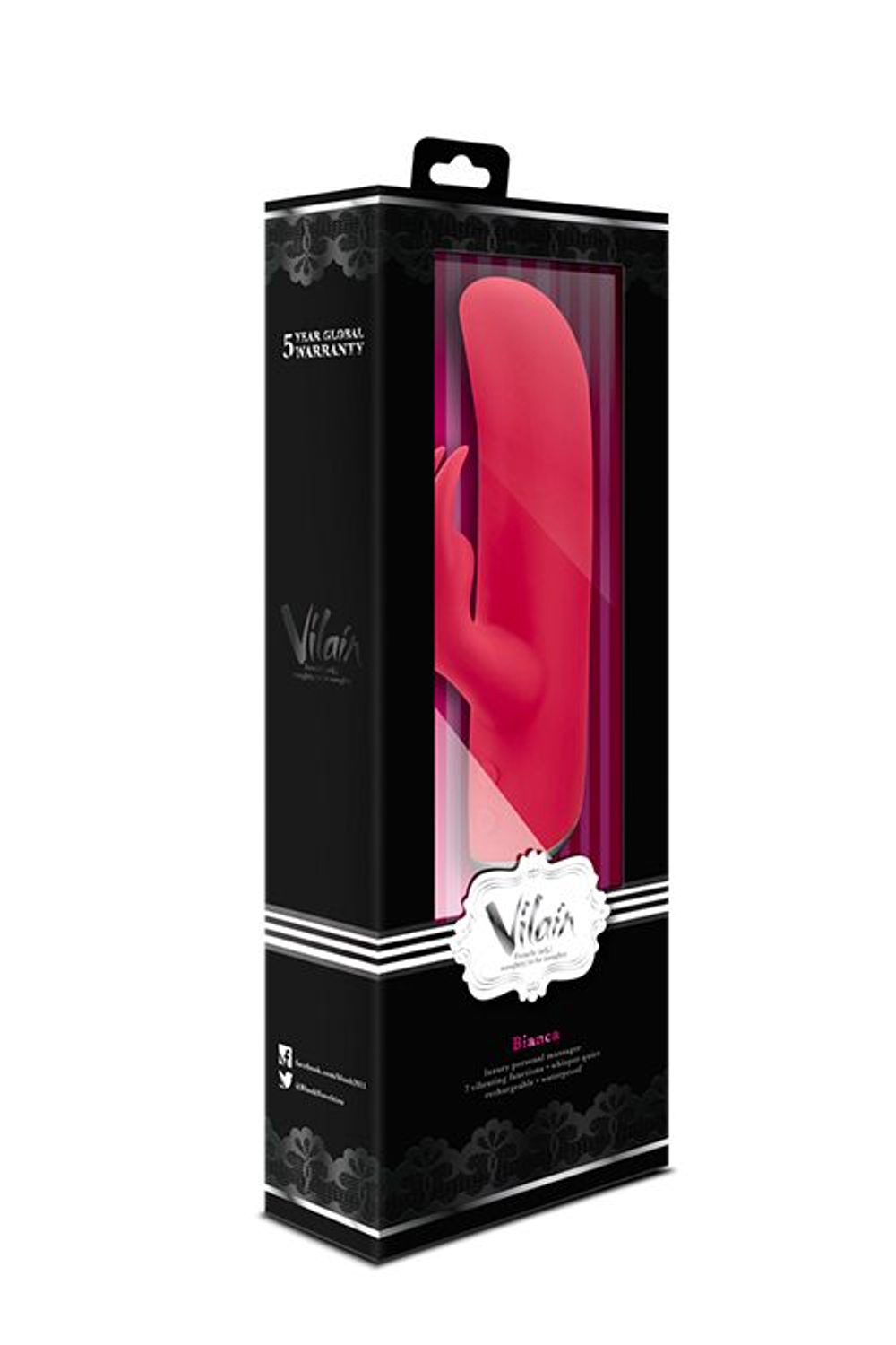 Красный перезаряжаемый вибромассажёр VILAIN BIANCA BERRY - 18 см. (Цвет: красный)