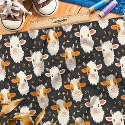 Ткань премиум габардин коровы на черном