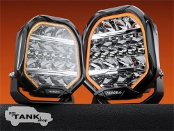 Фара светодиодная AURORA 7″ c подсветкой корпуса (ДХО) Янтарный + Белый 1 шт.