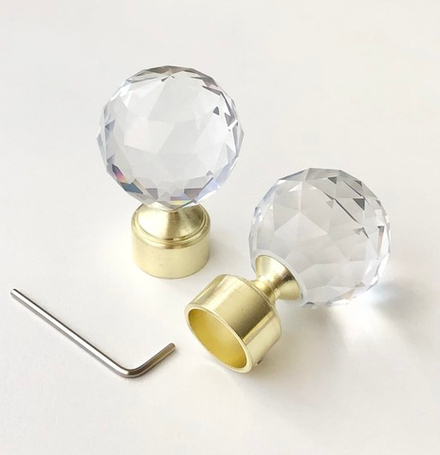 Наконечники "Шар с огранкой Ост" для кованых карнизов d20 мм, цвет латунь