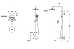 Душевая колонна с термостатическим смесителем для душа Bravat Waterfall
