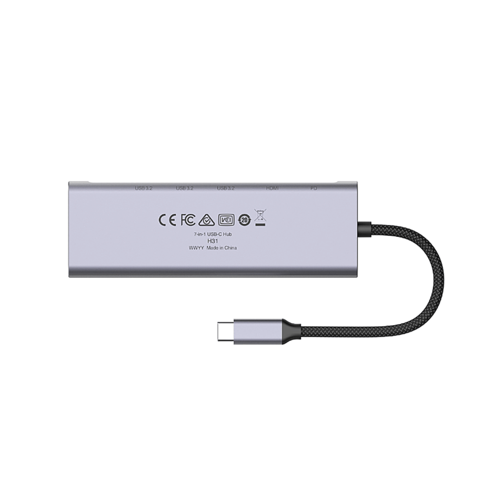 USB-Хаб Lexar H31 (USB-C) Подключение: встроенный кабель USB-C 3.2 Gen 1 с оплёткой. Порты: USB-C (PD 100 Вт), 3 USB-A 3.2 Gen 1, microSD UHS-I, SD UHS-I, HDMI (до 4K 60 Гц)