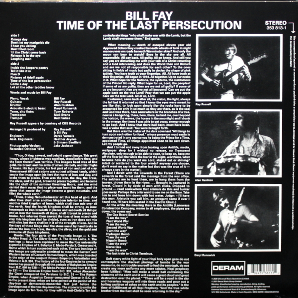 Bill Fay / Time Of The Last Persecution (Limited Edition)(LP)