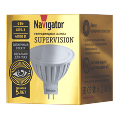 Лампа светодиодная Navigator MR16 220V GU5.3 6W 4000K Supervision 35942