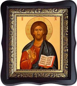 Спас Вседержитель с открытым Евангелием. Икона на холсте.