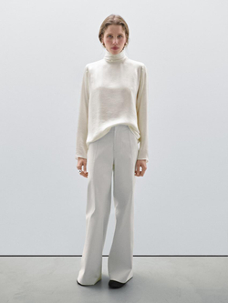 Massimo Dutti Свободная рубашка с глубоким вырезом на спине, натуральный