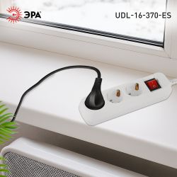 Удлинитель электрический ЭРА UDL-16-370-ES Greenline 3 розетки с заземлением с выключателем 7м ПВС 3x1мм2 | Бытовые удлинители