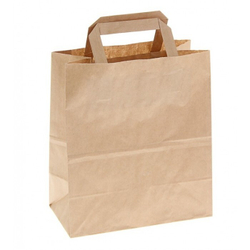 Крафт пакеты с плоскими ручками 28х24х14см 70гр/м коричневые (1/300шт)