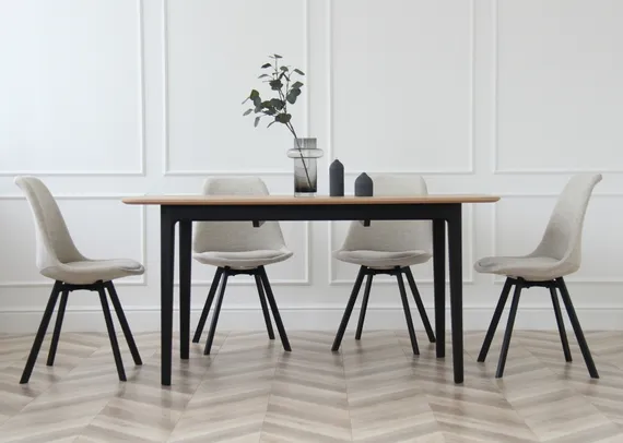 Стол обеденный Tammi 160*90 см (натуральный дуб, черный)