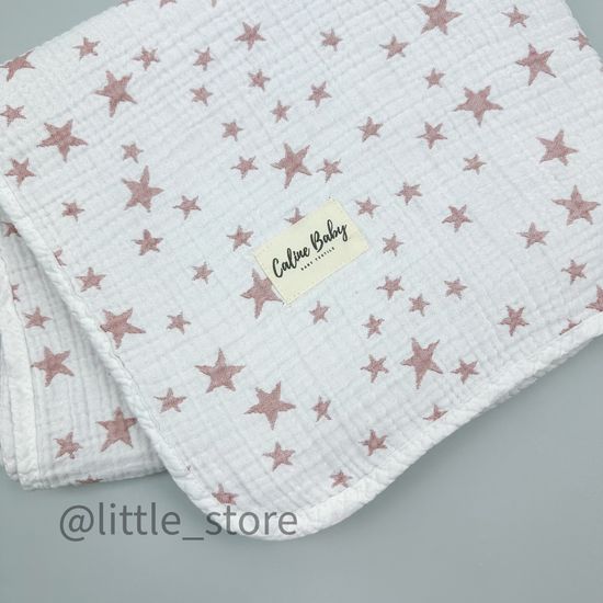 Плед-одеяло из муслина, Розовые звезды