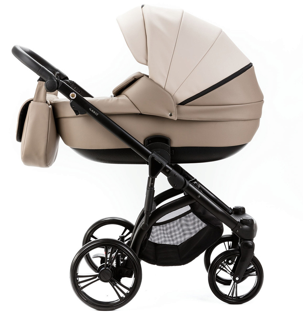 Детская коляска Adamex Lanti Deluxe 2 в 1 LN-SD44 (СВ.БЕЖ.КОЖА + Т.БЕЖ.КОЖА)