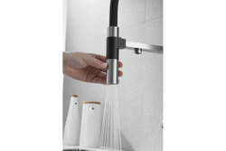 Смеситель для кухни, гибкий излив, магнитная вставка, под фильтр, сатин, Rose R958L