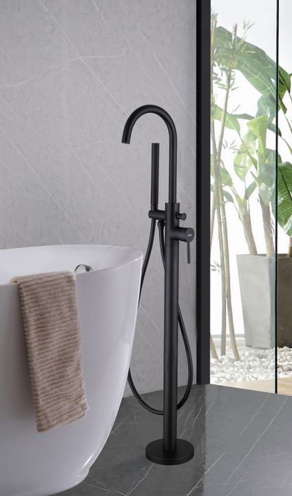 Смеситель ABBER Wasser Kreis AF8115BN напольный для ванны, черный матовый