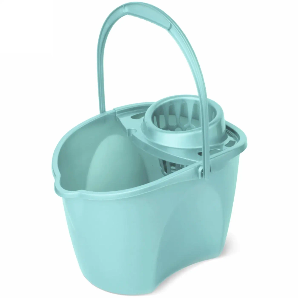 Ведро овальное со сливом и отжимом «Престо» 12л бирюзовое С646БИР