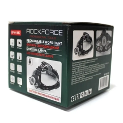 Фонарь светодиодный аккумуляторный налобный(5W LED,500Lm,2000mAh,зарядка12V,время раб.4ч,время заряд.5ч,защита гнезда зарядки,синий/белый/желтый свет) RockForce##Rock FORCE RF-01157