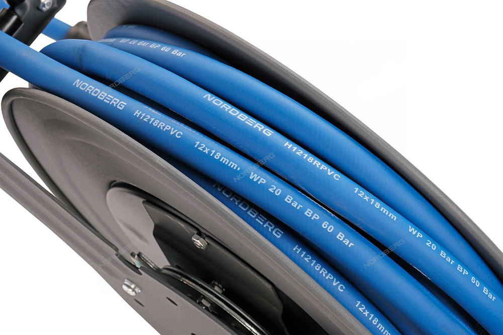 NORDBERG (HR1215RPVC) Шланг воздушный на стальной катушке, гибридный PVC 12х18 мм, 15 м