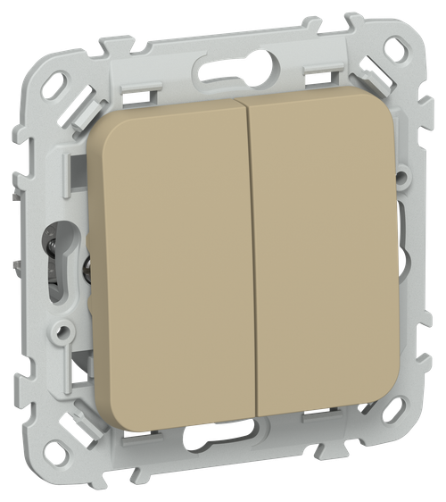 FLITE Выключатель 2-клавишный кнопочный проходной 10А ВС62-2-0-ФлХ хаки IEK