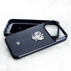 Дизайнерский чехол iphone с гербом России купить - Euphoria HM Premium - натуральная кожа Saffiano, ювелирный сплав