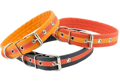 Ошейник "Чип" прошитый из экокожи для кошек и собак 25 мм обхват шеи до 38-48 см.