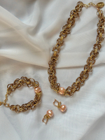 HMG 1131 peach Серьги с жемчужиной 1,5 см арт.0720