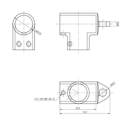 Тройник леера 1" (25,4 мм), 90 град с петлей
