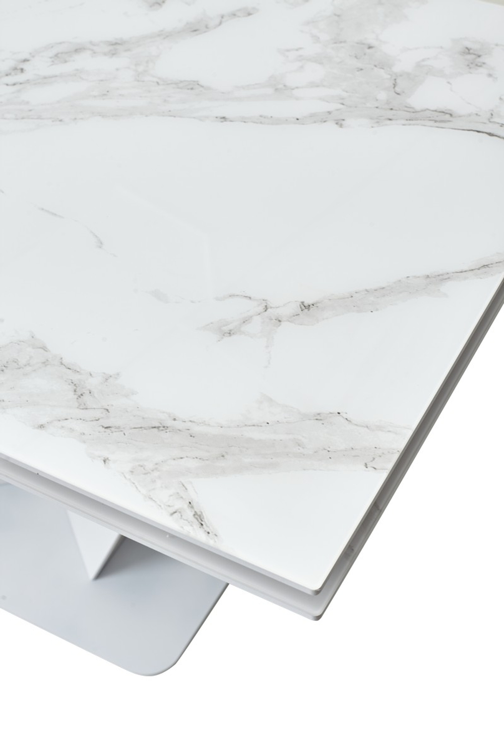 Стол М-City DISAUR Ниагара 140 Белый мрамор, стекло, Белый