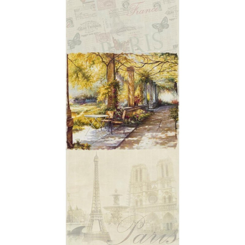 Ламинированная панель ПВХ ВЕК с цифровой печатью Лен Серый - Парижский Дворик 2700х250мм