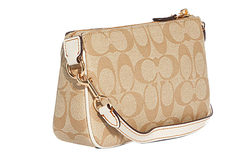 COACH Nolita 19 Coated Canvas With Pebbled Leather Clutch Small Women"s Khaki White