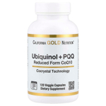 California Gold Nutrition, убихинол (восстановленная форма коэнзима Q10) с PQQ, 120 растительных капсул