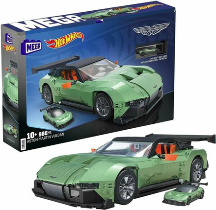 Конструктор Mega Hot Wheels Aston Martin Vulcan - Гоночная машина Астон Мартин Вулкан 986 эл. - Мега Хот Вилс HMY97