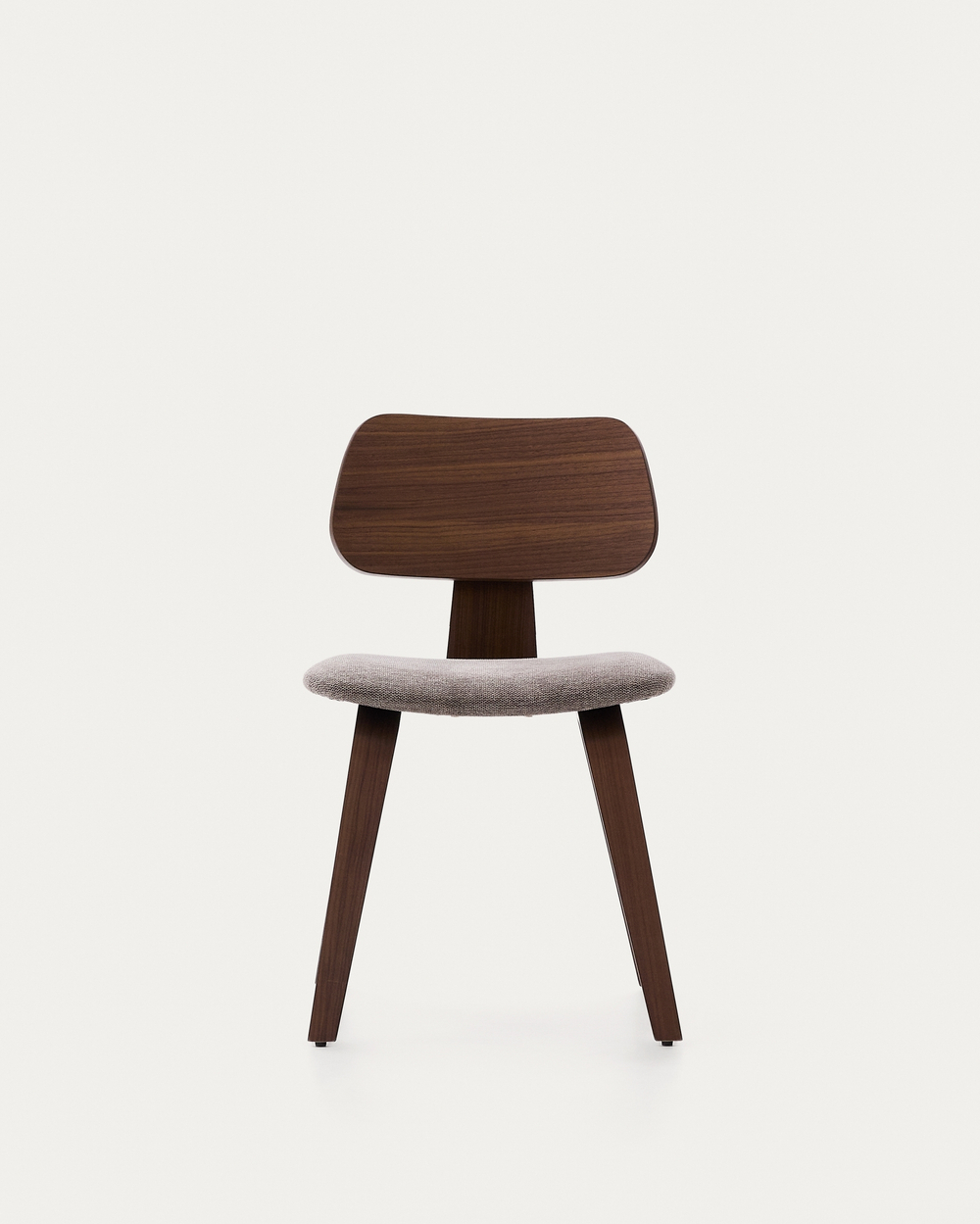 Стул Gena из бежевого шенилла с каркасом из шпона ореха и каучукового дерева