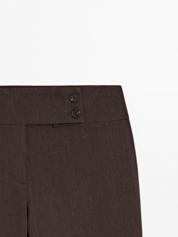 Massimo Dutti Расклешенные эластичные брюки, коричневый